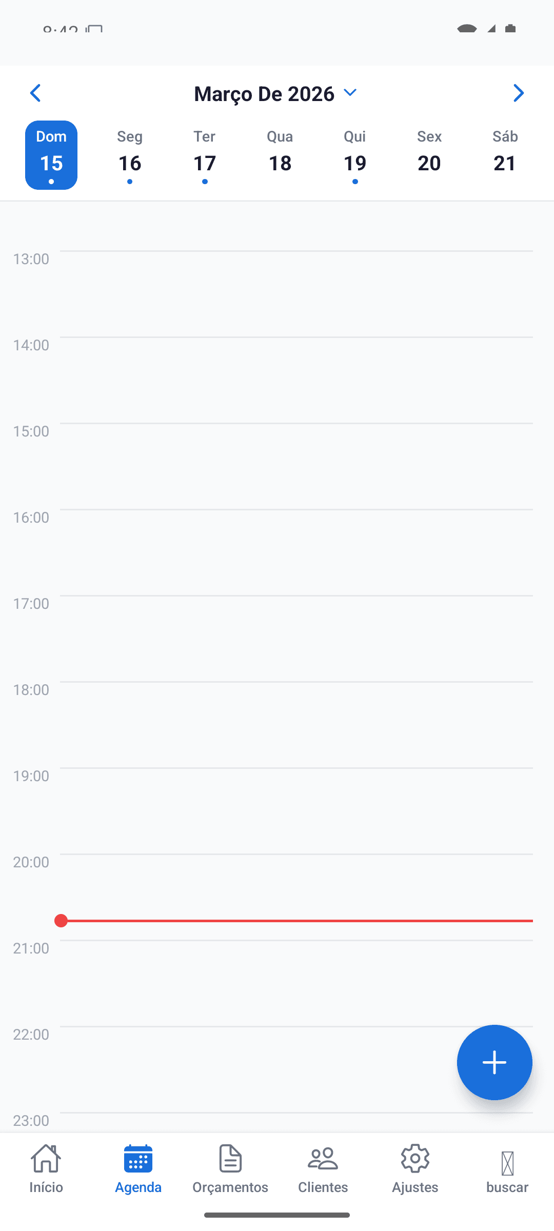 Tela da agenda integrada do OfícioApp